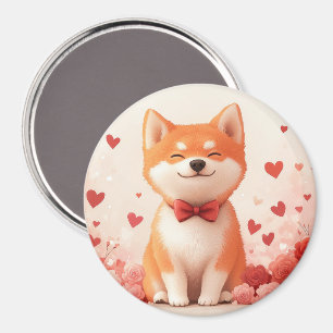 Akita med rosor - Alla hjärtans dag Magnet