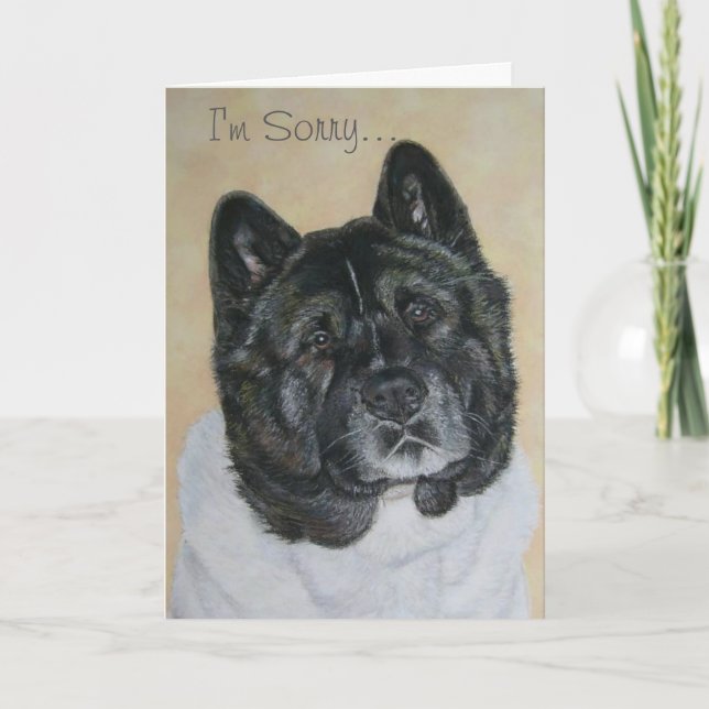 akita med svart brindle head hundporträttkonst kort (Framsida)