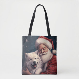 Akita med tomte festlig jul tygkasse