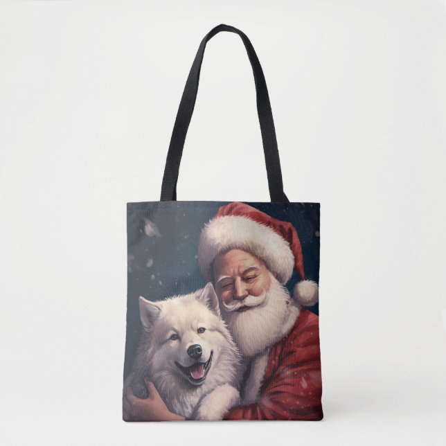 Akita med tomte festlig jul  tygkasse (Framsida)