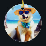 Akita på Beach, sommargåva till hundälskare Gift T Julgransprydnad Keramik<br><div class="desc">Tittar du perfektens sommargåva till hund älskare? Titta bara på den här fantastiska Hund på strandscenen! Den här öga-fångstdesignen fångar upp den här fina rasens lekande anda när den frossar på sanden och tar sig in i sol och surfa. Med sin livliga färg och verklighetstrogna detaljrikedom kommer den här designen...</div>