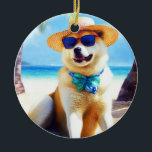 Akita på Beach, sommargåva till hundälskare Gift T Julgransprydnad Keramik<br><div class="desc">Tittar du perfektens sommargåva till hund älskare? Titta bara på den här fantastiska Hund på strandscenen! Den här öga-fångstdesignen fångar upp den här fina rasens lekande anda när den frossar på sanden och tar sig in i sol och surfa. Med sin livliga färg och verklighetstrogna detaljrikedom kommer den här designen...</div>
