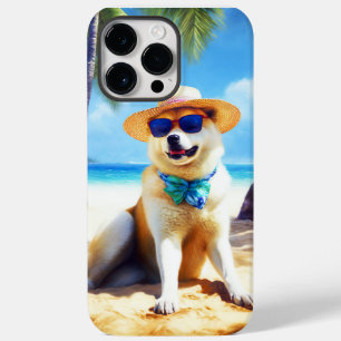 Akita på strand, sommarpresent till hundälskare Pr