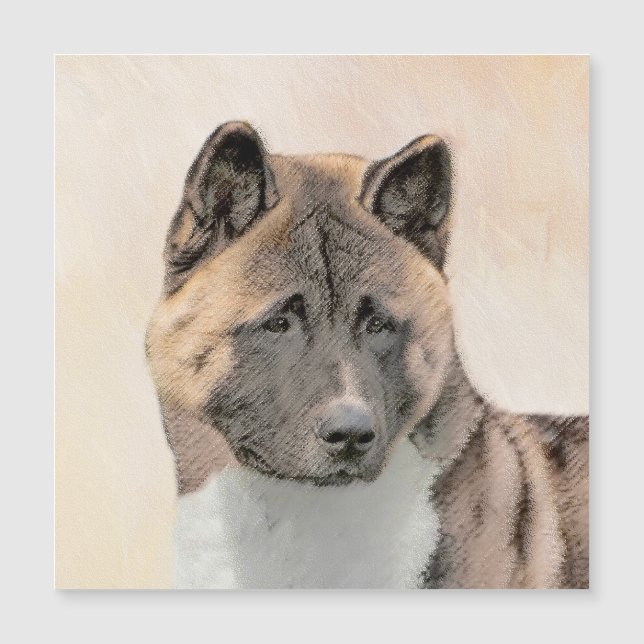 Akita Painting - Cute Original Hund Art (Framsida)