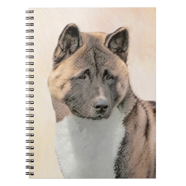 Akita Painting - Cute Original Hund Art Anteckningsbok (Framsidan)