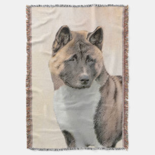 Akita Painting - Cute Original Hund Art Filt