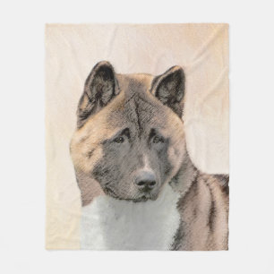 Akita Painting - Cute Original Hund Art Fleecefilt