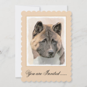 Akita Painting - Cute Original Hund Art Inbjudningar