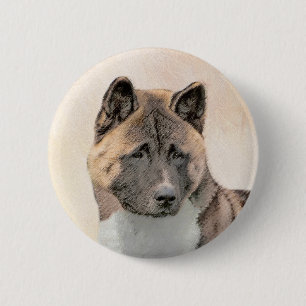 Akita Painting - Cute Original Hund Art Knapp