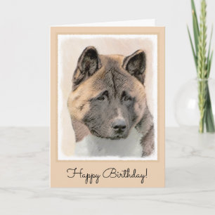 Akita Painting - Cute Original Hund Art Kort