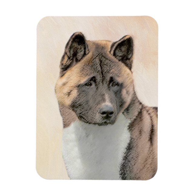 Akita Painting - Cute Original Hund Art Magnet (Vertikal)