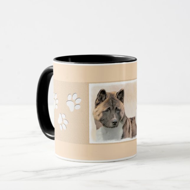 Akita Painting - Cute Original Hund Art Mugg (Framsida vänster)