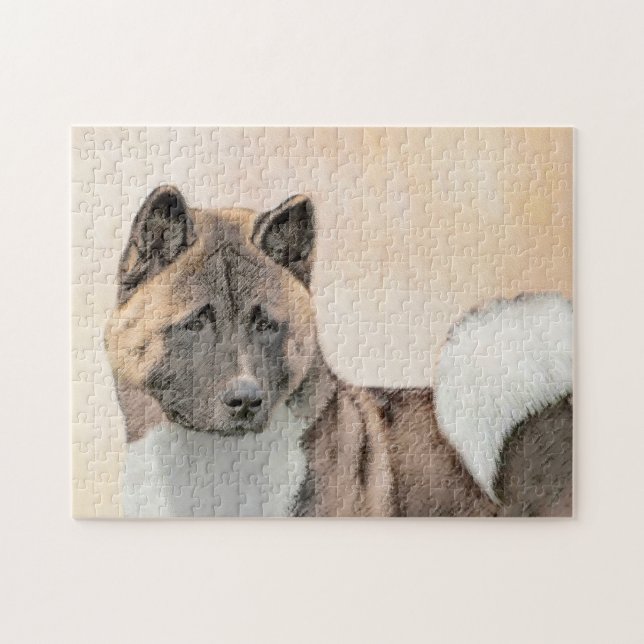 Akita Painting - Cute Original Hund Art Pussel (Horisontell)