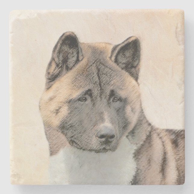 Akita Painting - Cute Original Hund Art Stenunderlägg (Framsidan)