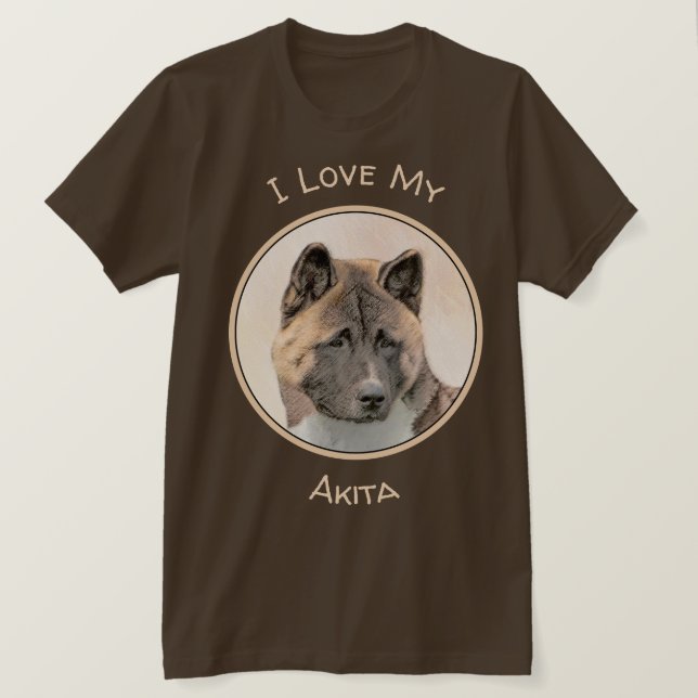 Akita Painting - Cute Original Hund Art T Shirt (Design framsida)