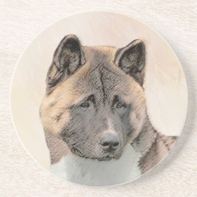 Akita Painting - Cute Original Hund Art Underlägg (Framsidan)