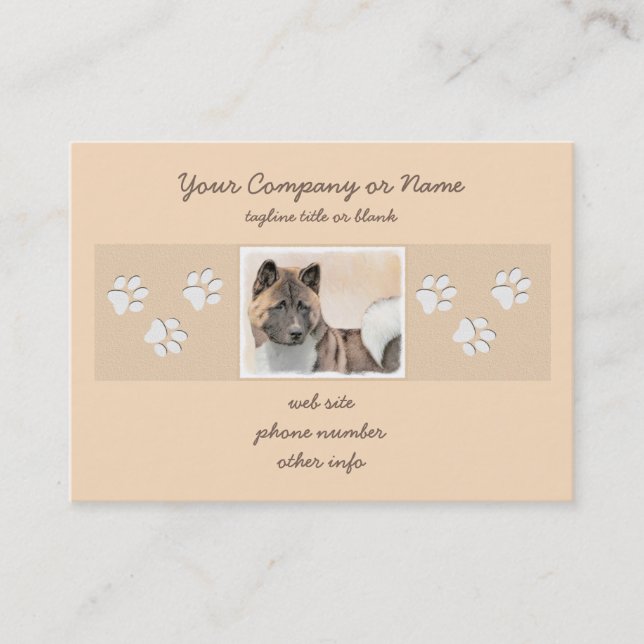 Akita Painting - Cute Original Hund Art Visitkort (Framsida)