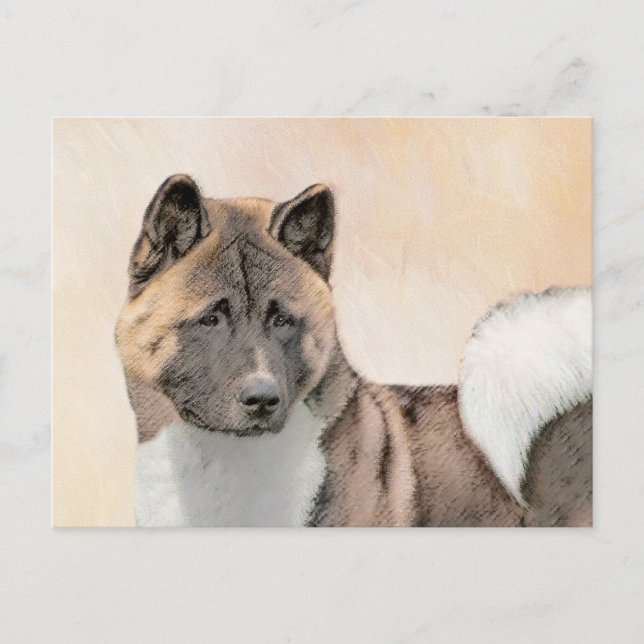 Akita Painting - Cute Original Hund Art Vykort (Framsida)