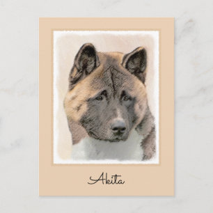 Akita Painting - Cute Original Hund Art Vykort