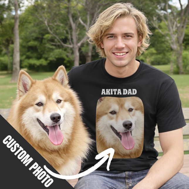 Akita Pappa Anpassningsbar Hund Photo Gift för Hun T Shirt (Akita Dad Custom Dog Photo Gift for Dog Dad T-Shirt.)