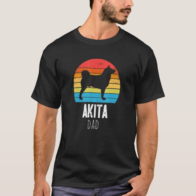 Akita Pappa Retro Vintage T Shirt (Framsida)