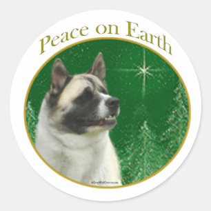 Akita Peace Runt Klistermärke
