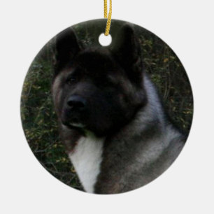 akita pinto svart mask julgransprydnad keramik