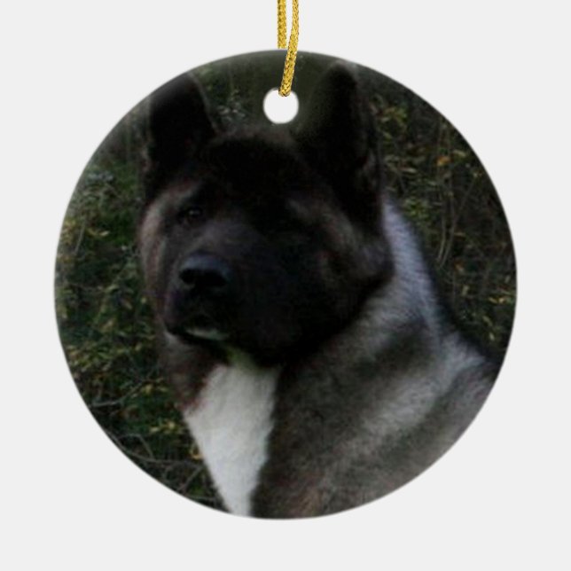 akita pinto svart mask julgransprydnad keramik (Framsidan)