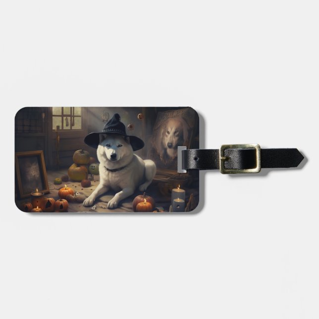 Akita Pumpa Halloween Skräckinjagande Bagagebricka (Horisontell Framsida)