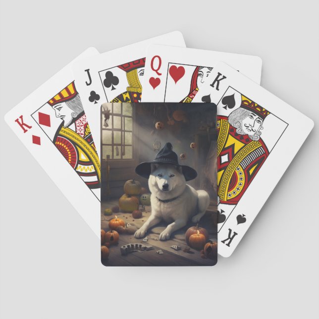Akita Pumpa Halloween Skräckinjagande Casinokort (Baksidan)