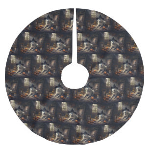 Akita Pumpa Halloween Skräckinjagande Julgransmatta Borstad Polyester