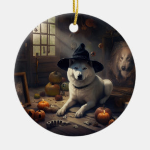 Akita Pumpa Halloween Skräckinjagande Julgransprydnad Keramik