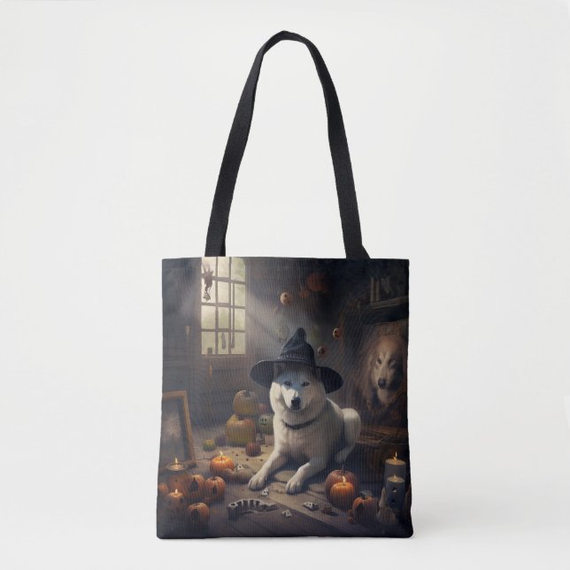Akita Pumpa Halloween Skräckinjagande Tygkasse (Framsida)