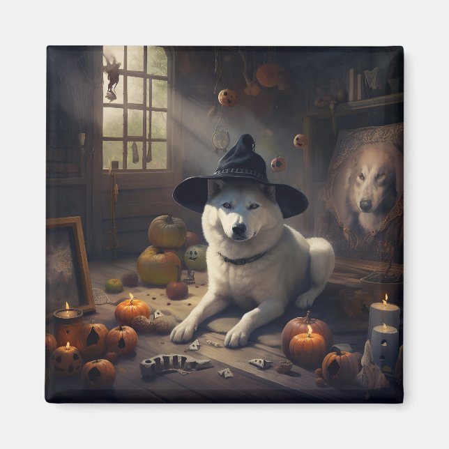 Akita Pumpkins Halloween Scary Magnet (Framsidan)