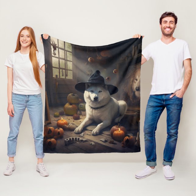 Akita Pumpor Halloween Skräckinjagande Fleecefilt (På plats)