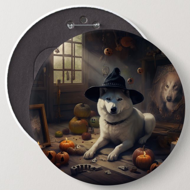 Akita Pumpor Halloween Skräckinjagande Knapp (Framsida & baksida)
