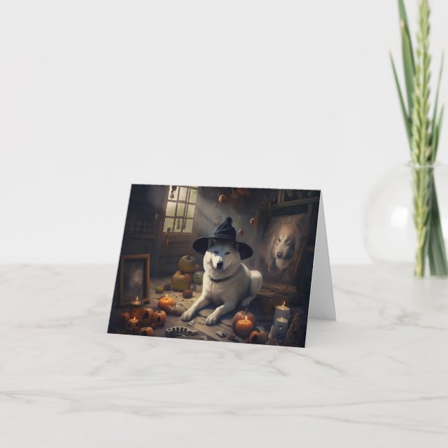 Akita Pumpor Halloween Skräckinjagande Kort (Framsida)
