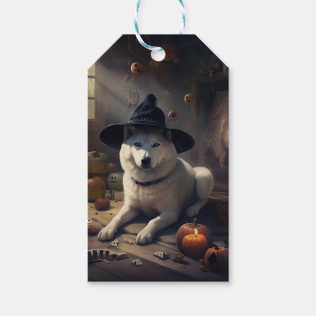 Akita Pumpor Halloween Skräcklig Presentetikett (Framsidan)