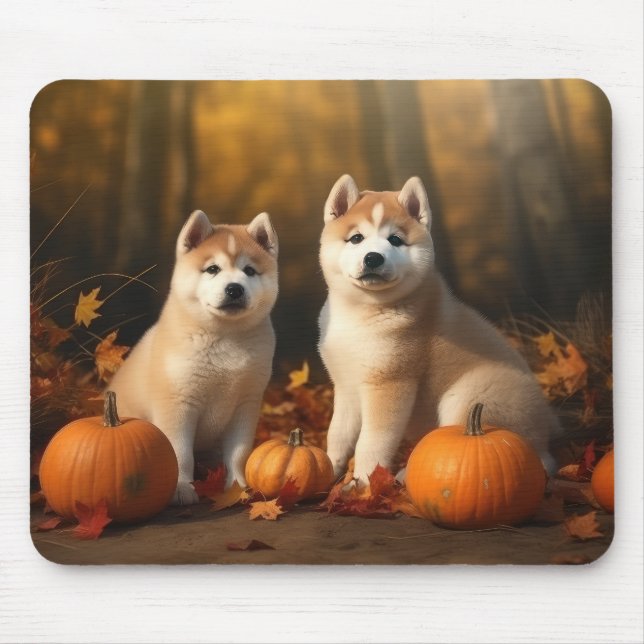 Akita Puppy Autumn Delight Pumpkin Musmatta (Framsidan)