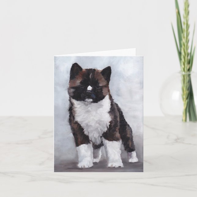 Akita Puppy Hund Art Note Card Kort (Framsida)