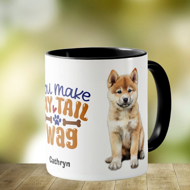 Akita Puppy Hund du gör mitt Svan Wag Mugg (Skapare uppladdad)