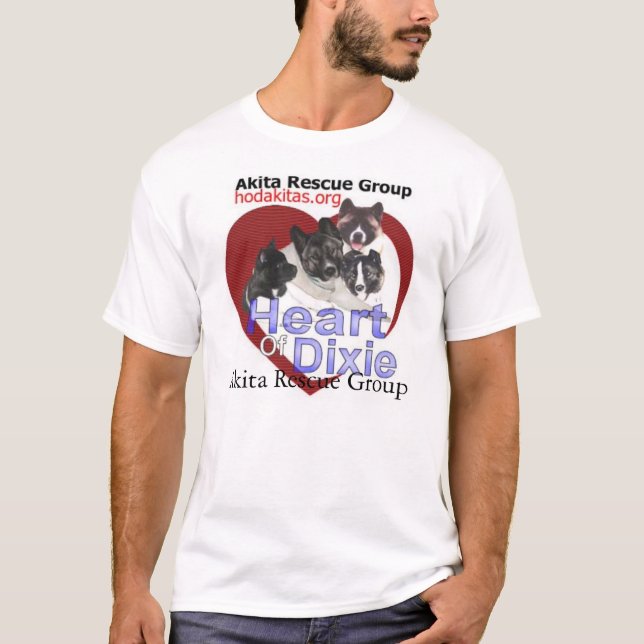 Akita rädding - hjärta av Dixie Tee Shirt (Framsida)