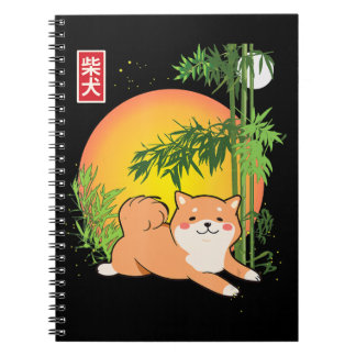 Akita Shiba Inu Hund of Japan Bamboo Fireflies Mån Anteckningsbok