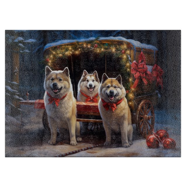 Akita Snöig slädfärd juldekoration (Framsidan)