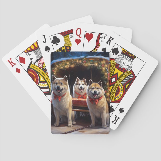 Akita Snöig slädfärd juldekoration Casinokort (Baksidan)