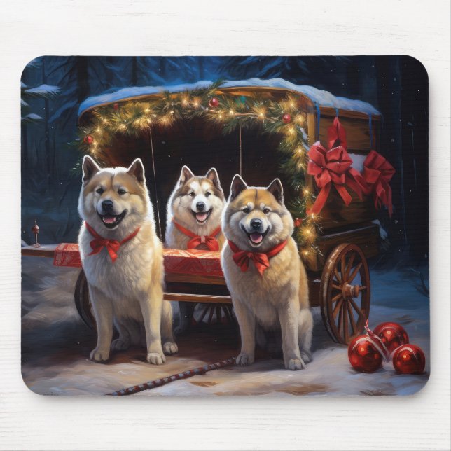 Akita Snowy Sleigh Ride Juldekan Musmatta (Framsidan)