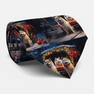 Akita Snowy Sleigh Ride Juldekan Slips