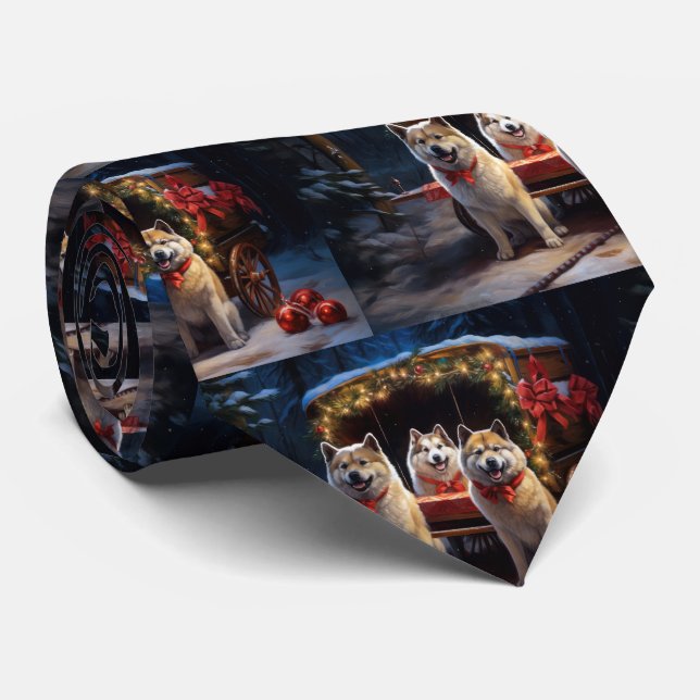 Akita Snowy Sleigh Ride Juldekan Slips (Rullad)