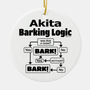 Akita som skäller logik julgransprydnad keramik