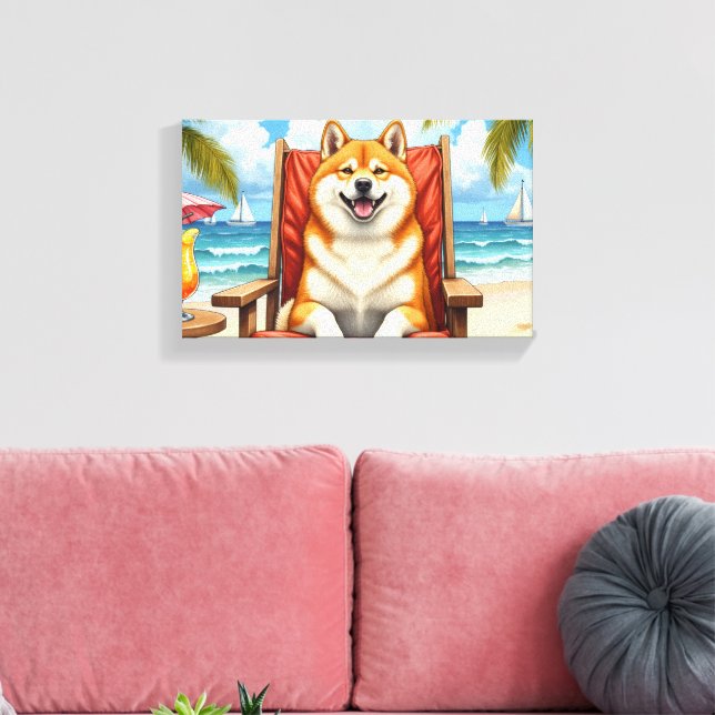 Akita Strand Avslappnad Scen Canvastryck (Insitu (Vardagsrum))